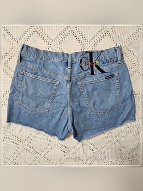 Calvin Klein Jeans Pride Edition Rainbow Logo Denim Shorts - Size 36